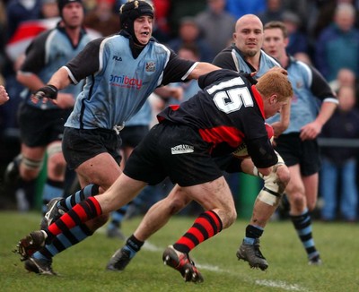 080203 - Bonymaen v Cardiff - Principality Cup - Bonymaen's Darril Williams gets past Robin Sowden-Taylor