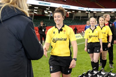 270424 - Bonymaen v Haverfordwest - WRU Women’s National Plate Final - Jess Kavanagh receives a medal as referee  