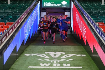 270424 - Bonymaen v Haverfordwest - WRU Women’s National Plate Final - The teams run out