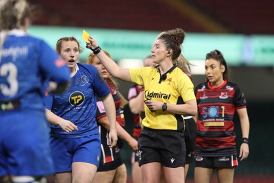 270424 - Bonymaen v Haverfordwest - WRU Women’s National Plate Final - Ex Wales international player Jess Kavanagh referees the game 