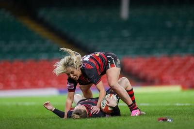 270424 - Bonymaen v Haverfordwest - WRU Women’s National Plate Final - Bonymaen score a try