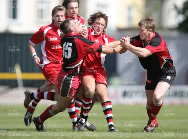 19.05.07 - Bonymaen Youth v Pontypool United Youth, WRU National Youth League Play off Final, Newport Pontypool United's Aaron Quick is stopped by opposite number Richard Cunniffe 