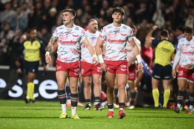 131225 - Bordeaux-Begles v Scarlets - Investec Champions Cup - Joe Roberts of Scarlets and Eddie James of Scarlets