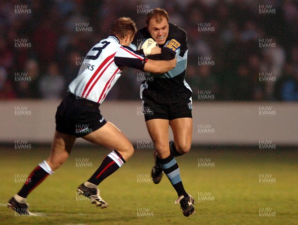 080106  Borders v Cardiff Blues  Craig Morgan is tackled by Ben MacDougall   