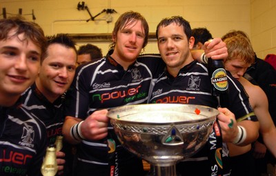 12.05.07 - Borders v Ospreys - Magners League - Ospreys Martin Roberts, Shaun Conner, Lee Beach and Paul James celebrate winning the Magners League 