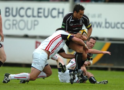 12.05.07 - Borders v Ospreys - Magners League - Ospreys Sonny Parker is tackled by Calum MacRae 