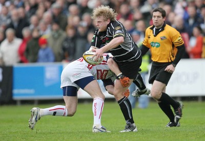 12.05.07...Border Reivers v Ospreys, Magners League Ospreys' Duncan Jones is tackled by Borders' Dougie Flockhart 