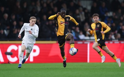 071225 - Boreham Wood v Newport County, Emirates FA Cup 2nd Round - Nathan Opoku of Newport County charges forward
