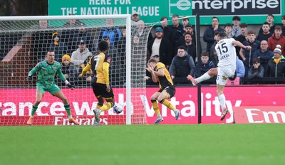 071225 - Boreham Wood v Newport County, Emirates FA Cup 2nd Round - Jeff King of Boreham Wood shoots to score the opening goal