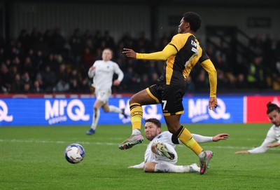 071225 - Boreham Wood v Newport County, Emirates FA Cup 2nd Round - Bobby Kamwa of Newport County shoots at goal