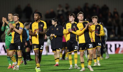 071225 - Boreham Wood v Newport County, Emirates FA Cup 2nd Round - Newport County players dejected at the end of the match