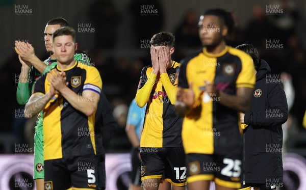 071225 - Boreham Wood v Newport County, Emirates FA Cup 2nd Round - Newport County players dejected at the end of the match