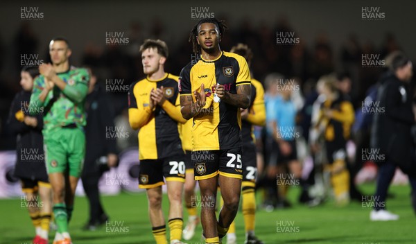 071225 - Boreham Wood v Newport County, Emirates FA Cup 2nd Round - Newport County players dejected at the end of the match
