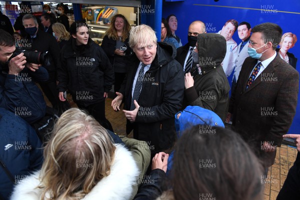 030521 -  Prime Minister Boris Johnson during a visit to Marco's Cafe at Barry Island, South Wales as the final week of campaigning for the Senedd elections gets under way