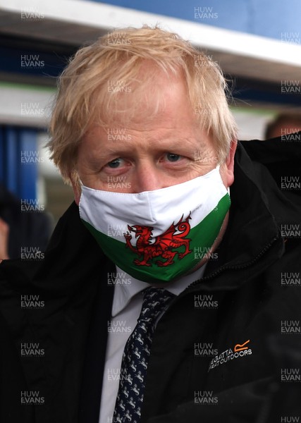 030521 -  Prime Minister Boris Johnson during a visit to Marco's Cafe at Barry Island, South Wales as the final week of campaigning for the Senedd elections gets under way