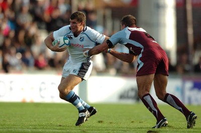 21.10.06  Bourgoin v Cardiff Blues  Marc Stcherbina is tackled by Julien Pierre.  