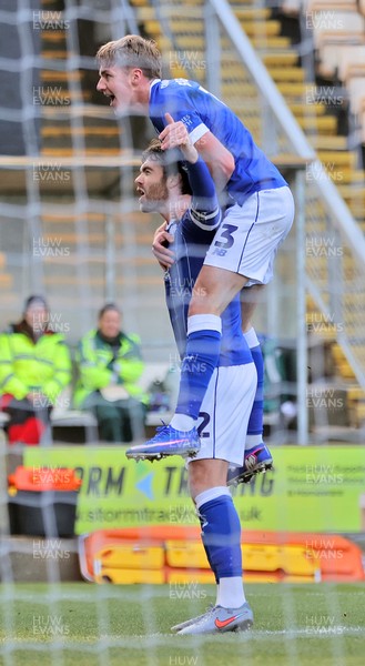 170126 - Bradford City v Cardiff City - Sky Bet League 1 - Calum Chambers of Cardiff City celebrates 2nd goal with Joel Bagan of Cardiff on top