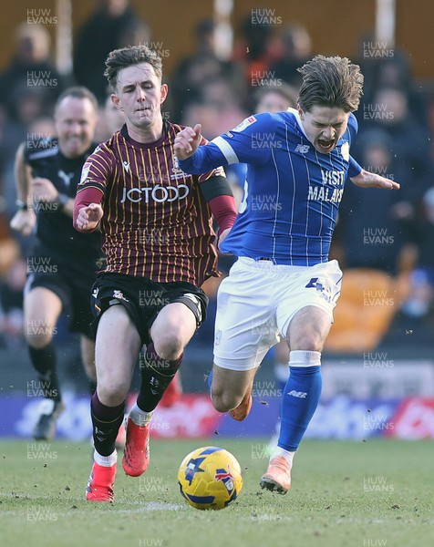 170126 - Bradford City v Cardiff City - Sky Bet League 1 - Cian Ashford of Cardiff is felled by Joe White of Bradford