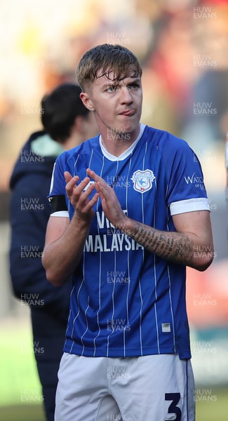 170126 - Bradford City v Cardiff City - Sky Bet League 1 - Joel Bagan of Cardiff applauds the travelling fans at the end of the match