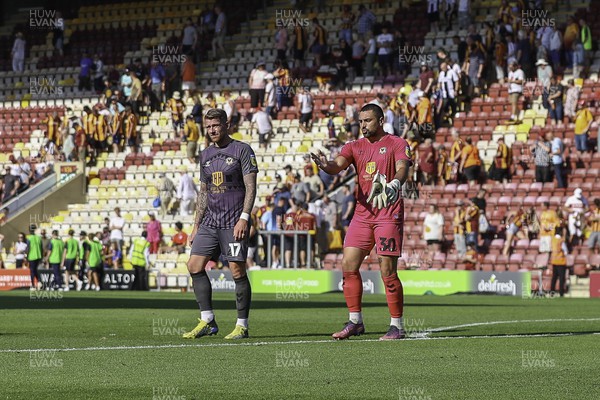 130822 - Bradford City v Newport County - Sky Bet League 2 - Nick Townsend and Scot Bennett of Newport leave the pitch at full time 