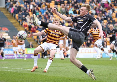 270424 - Bradford City v Newport County - Sky Bet League 2 - Will Evans of Newport County tries a shot on goal in the 1st half