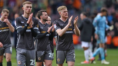 270424 - Bradford City v Newport County - Sky Bet League 2 - team led by Will Evans applaud the travelling fans