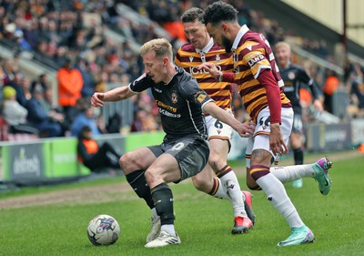 270424 - Bradford City v Newport County - Sky Bet League 2 - Harry Charsley and Tyreik Wright