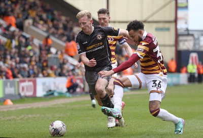 270424 - Bradford City v Newport County - Sky Bet League 2 - Harry Charsley and Tyreik Wright