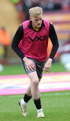 270424 - Bradford City v Newport County - Sky Bet League 2 - Will Evans of Newport County warms up before the match