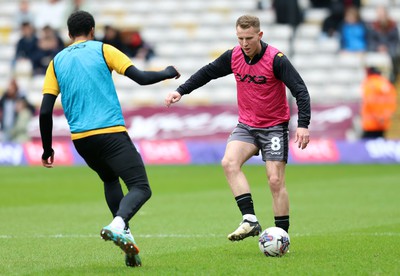 270424 - Bradford City v Newport County - Sky Bet League 2 - Bryn Morris of Newport County warms up