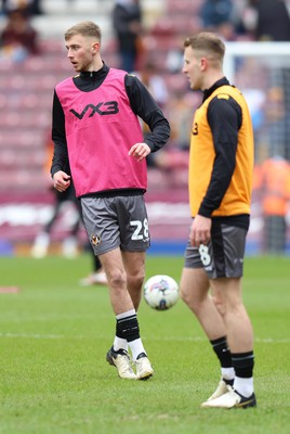 270424 - Bradford City v Newport County - Sky Bet League 2 - Matthew Baker warms up before the match