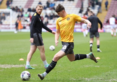 270424 - Bradford City v Newport County - Sky Bet League 2 - Seb Palmer-Houlden of Newport County warms up