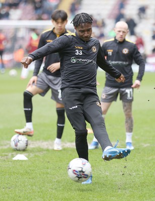 270424 - Bradford City v Newport County - Sky Bet League 2 - Matty Bondswell of Newport County warms up