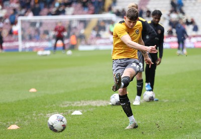 270424 - Bradford City v Newport County - Sky Bet League 2 - Seb Palmer-Houlden of Newport County warms up