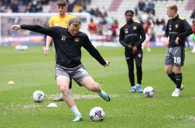 270424 - Bradford City v Newport County - Sky Bet League 2 - Luke jephcott warms up