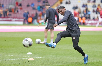 270424 - Bradford City v Newport County - Sky Bet League 2 - Matty Bondswell of Newport County warms up