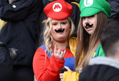 270424 - Bradford City v Newport County - Sky Bet League 2 - 2 fans in Mario and Luigi costumes at the end of the match