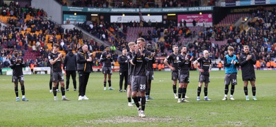 270424 - Bradford City v Newport County - Sky Bet League 2 - team applaud travelling fans at the end of the match