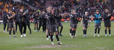 270424 - Bradford City v Newport County - Sky Bet League 2 - team applaud travelling fans at the end of the match