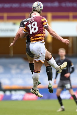 270424 - Bradford City v Newport County - Sky Bet League 2 - Ciaran Kelly of Bradford City and Seb Palmer-Houlden of Newport County 