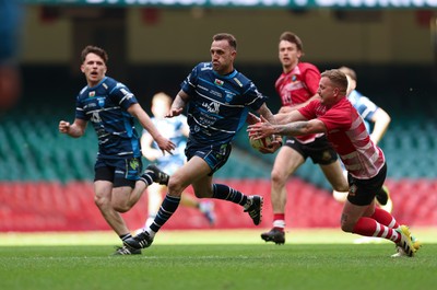 190426 - Brecon Athletic v Bargoed Athletic, Mens Division 5 Final - Luke Ellaway of Bargoed charges for the line