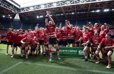 190426 - Brecon Athletic v Bargoed Athletic, Mens Division 5 Final - Brecon Athletic celebrate after winning the final