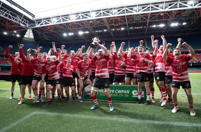 190426 - Brecon Athletic v Bargoed Athletic, Mens Division 5 Final - Brecon Athletic celebrate after winning the final