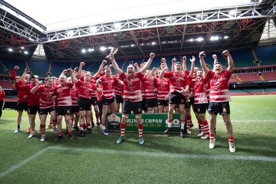 190426 - Brecon Athletic v Bargoed Athletic, Mens Division 5 Final - Brecon Athletic celebrate after winning the final