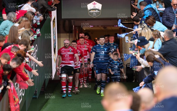 190426 - Brecon Athletic v Bargoed Athletic, Mens Division 5 Final - The teams walk out at the start of the match