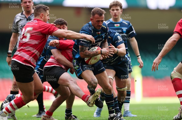 190426 - Brecon Athletic v Bargoed Athletic, Mens Division 5 Final - Luke Ellaway of Bargoed charges for the line