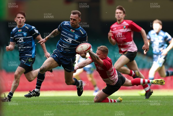 190426 - Brecon Athletic v Bargoed Athletic, Mens Division 5 Final - Luke Ellaway of Bargoed charges for the line