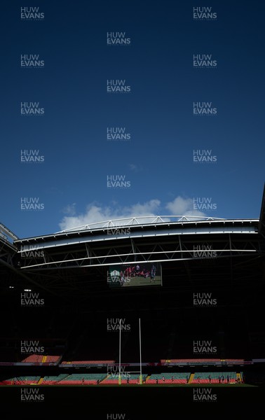 190426 - Brecon Athletic v Bargoed Athletic, Mens Division 5 Final - A general view of the stadium during the match