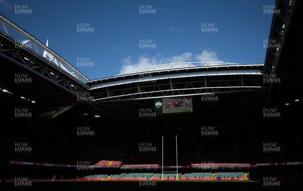 190426 - Brecon Athletic v Bargoed Athletic, Mens Division 5 Final - A general view of the stadium during the match