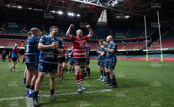 190426 - Brecon Athletic v Bargoed Athletic, Mens Division 5 Final - Captain Will Prosser of Brecon Athletic celebrates after winning the final